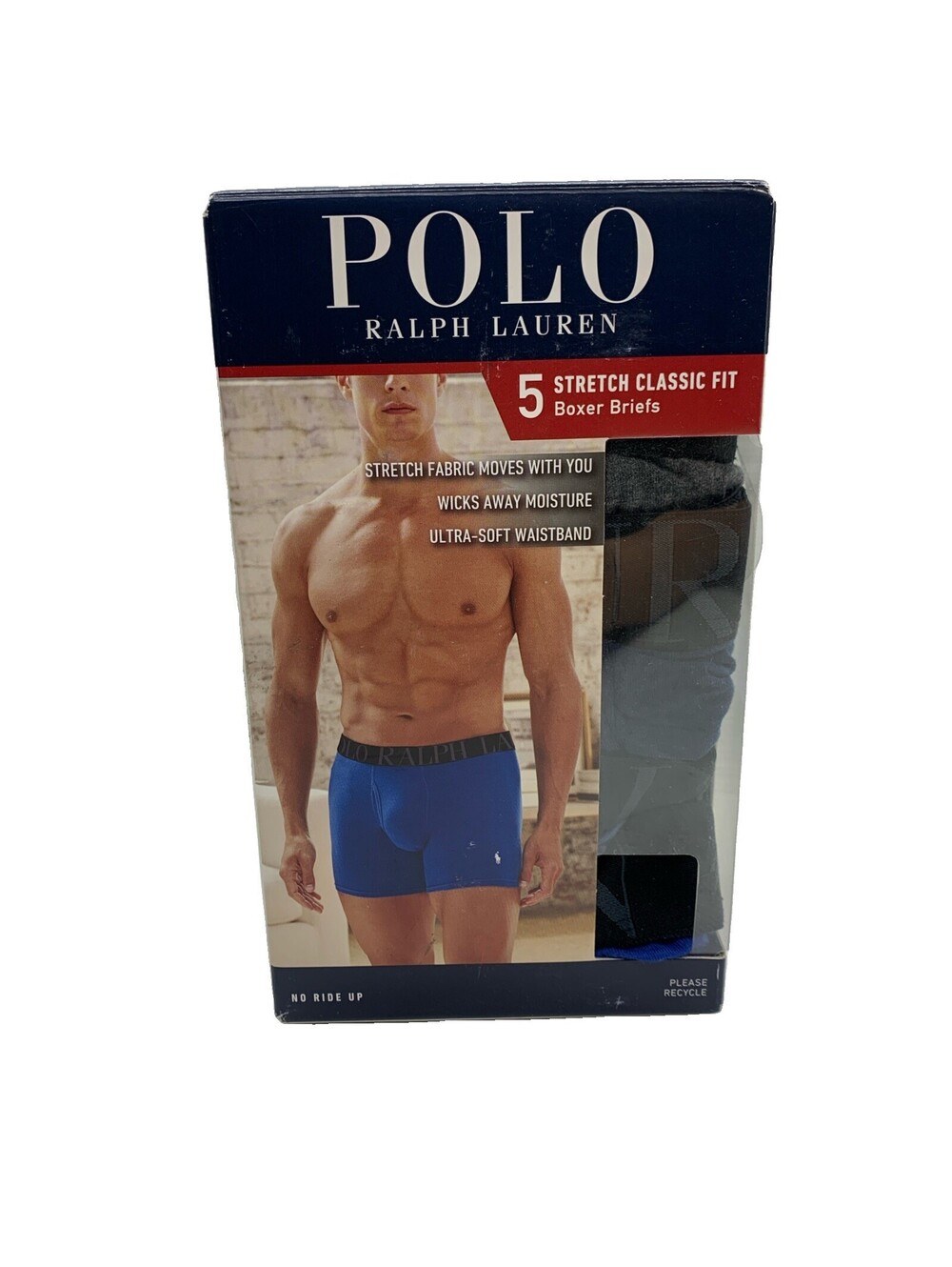 Polo Ralph Lauren Men's Stretch Classic Fit Medium Boxer Briefs Underwear 5 PACK